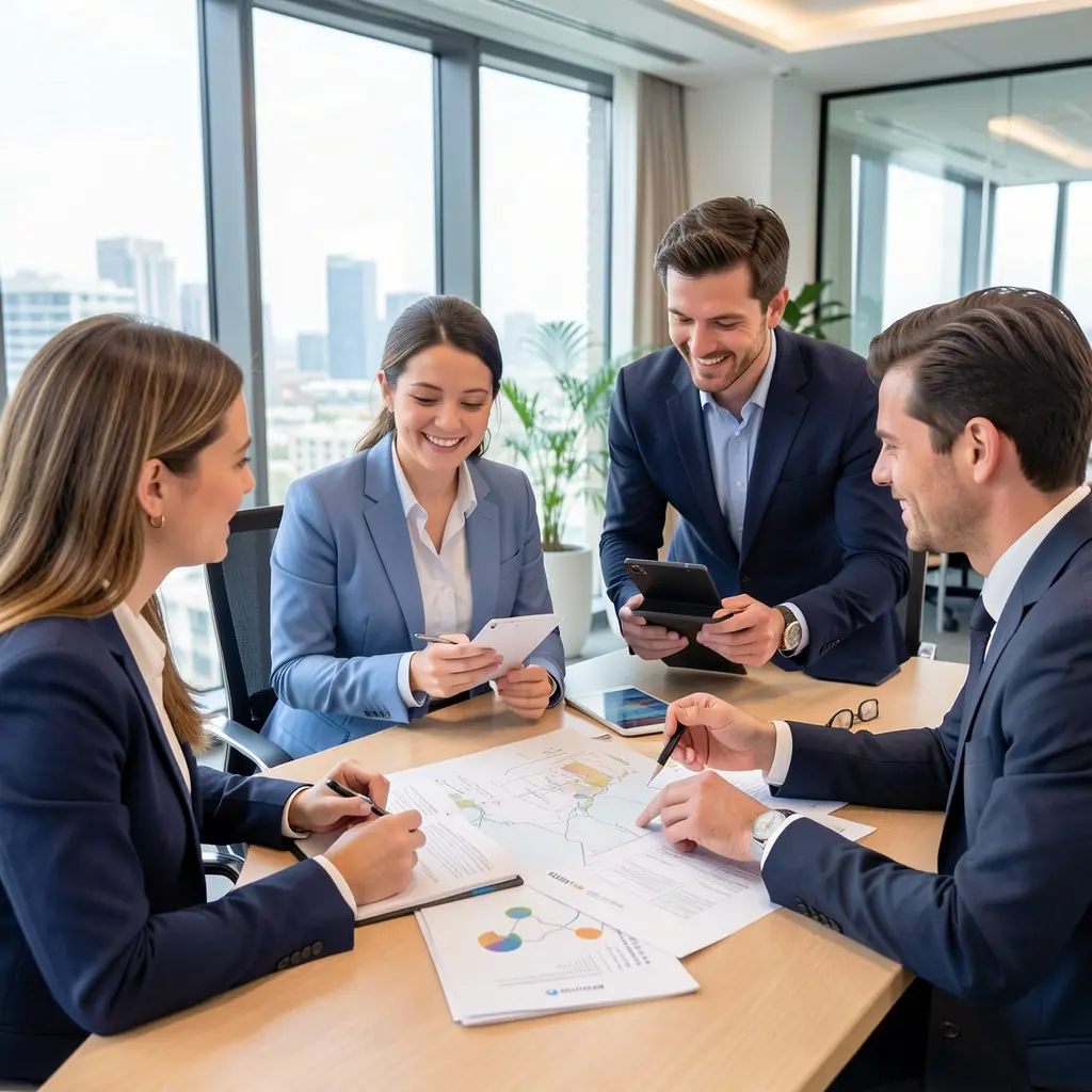 Professional travel consultants reviewing travel plans